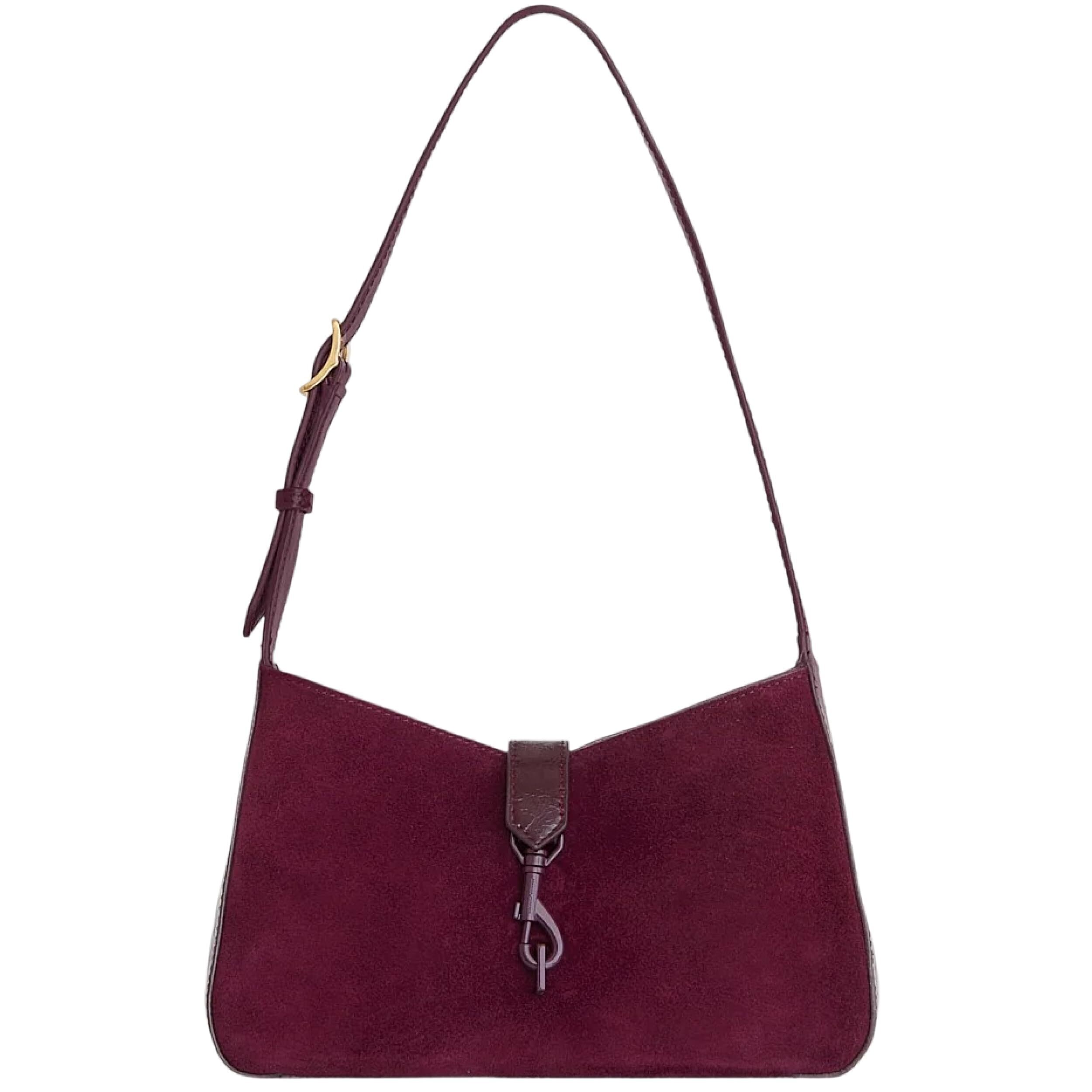 8943 Megan Small Shoulder Bag Leather Handbag With Antique Brass Dog Clip